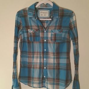 LADIES AEROPOSTLE BLUE & WHITE  BUTTON DOWN SHIRT